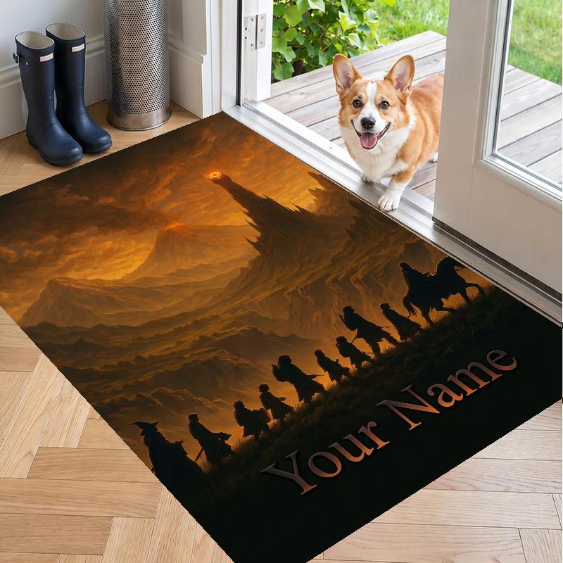 Custom Name The Lord of the Rings Crystal Velvet Floor Rug Personalized Text Soft Carpet Home Decor