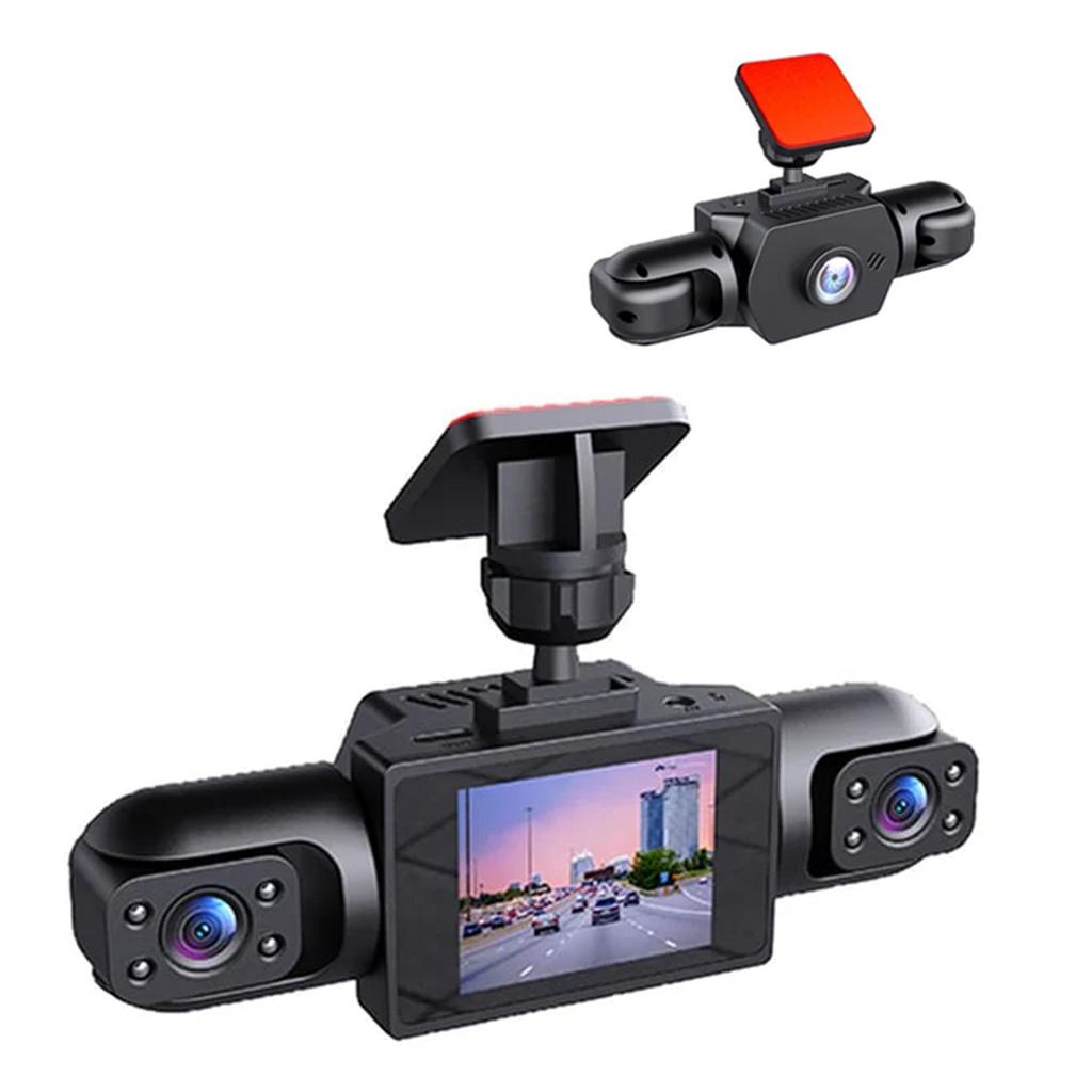 2 Inch 4 Channel Dash Cam with Front Left Right Rear 4 Cameras Simultaneous Split Screen Recording Car Driving Recorder with Backup Camera