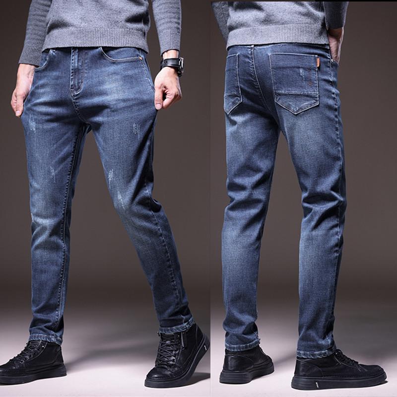 Trendy Men's Spring and Autumn Jeans, Stretch Korean Version, Slim Fit, Straight Tube, Versatile Jeans, Men's Pants, Men's Pants