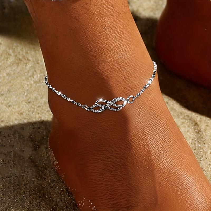 Summer Beach Golden Silver 8-shaped Foot Chain Simple Temperament Anklet Thin Chain Woman Fashion