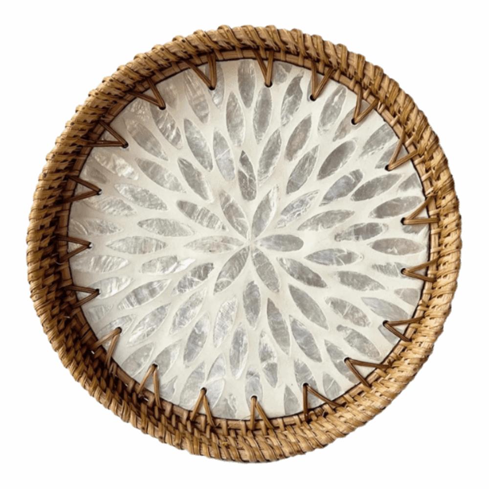 Round Rattan Tray Handmade Decorative Tray Storage Tray Woven Tray Table Tray