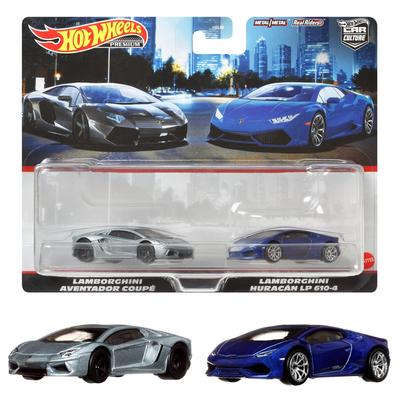 Hot Wheels Premium 2 Pack Lamborghini Aventador Huracan LP 2000 года и HFF32 Coupe/Lamborghini 610-4 [3 шт.] Желтый/Синий 1/64