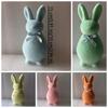 Plush Easter Bunny Statue with Bow Rabbit Gnome Doll Easter Holiday Bunny Sculpture  Indoor Table