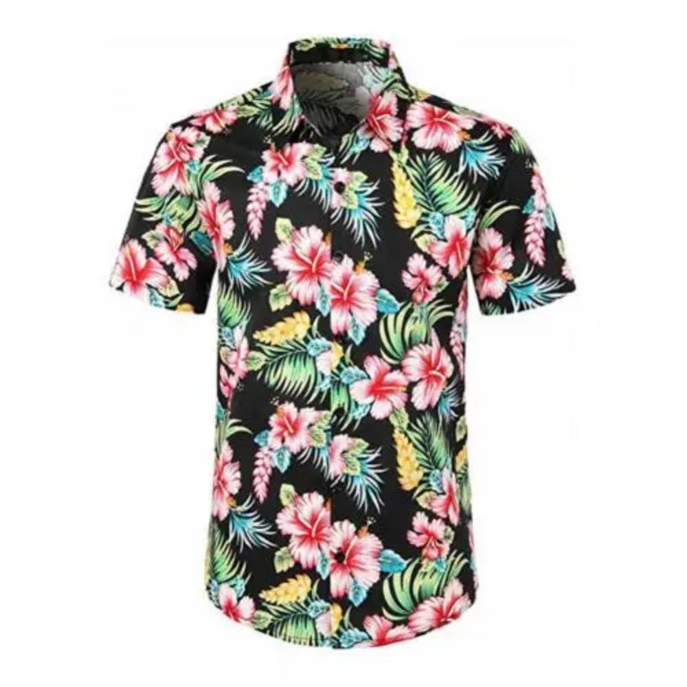 Мужская летняя рубашка с коротким рукавом 3D-принт, Мужская повседневная уличная хип-хоп рубашка с коротким рукавом