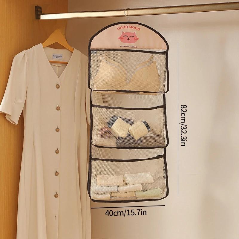 Underwear Hanging Storage Bag Household Socks Storage Net Wardrobe Hanging Hook Net Bag Portable Clothing Storage Mesh Bag