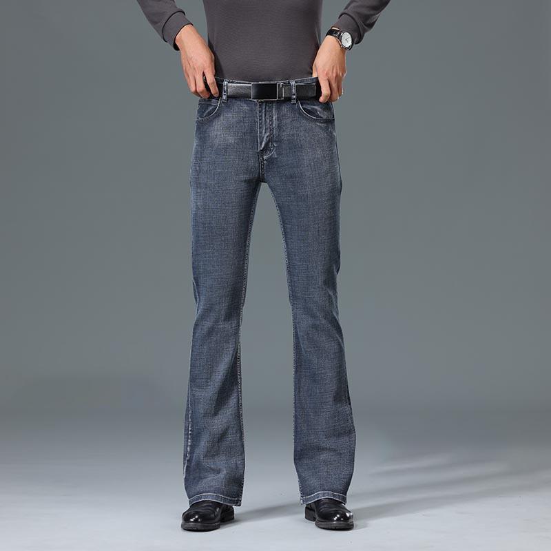 Мужские эластичные джинсы с высокой талией Cassic Design Расклешенные джинсы Мужские синие джинсы