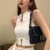 American Knitted Camisole Hollow-out Tank Top Women's Outerwear Hot Girl Summer Backless Base Layer Sweet & Spicy Short Sexy Top