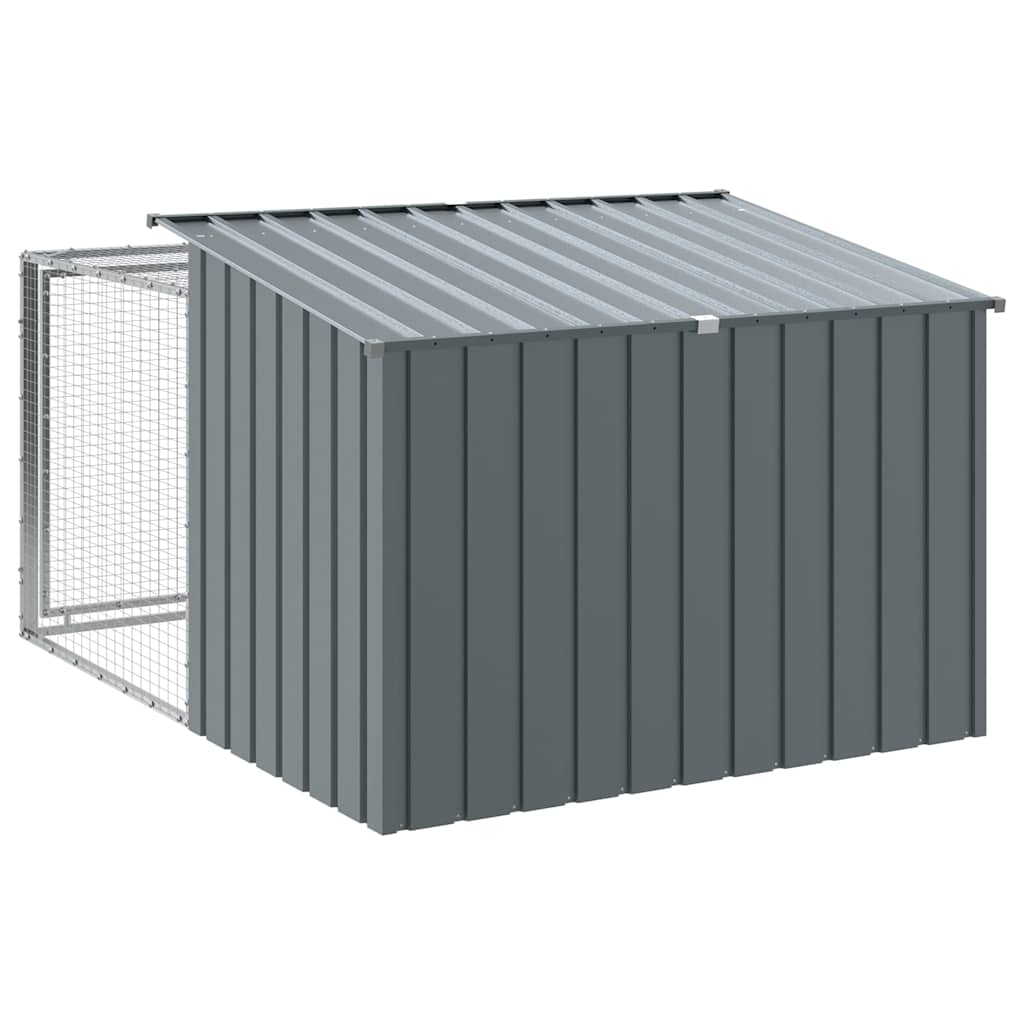 Dog House with Run Anthracite 153 x 194 x 110 cm Galvanized Steel