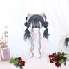 Ombre Fog Blue Lolita Long Wavy Curly Hair Wig with Bangs Cute Girl Party Cosplay Wig Heat-resistant Fiber Synthesis