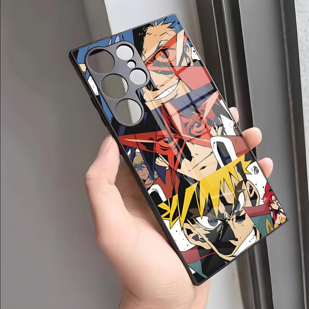 Чехол для телефона Gurren Lagann для S25 Ultra Samsung S23 S24 Fe S22 S20 S21 Plus A54 A34 A53 A16 Стеклянная крышка