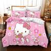 Pink Cute Kitten Three-piece Quilt Cover 3D Digital Printing Bedding Set Diy Custom Bed Gaia