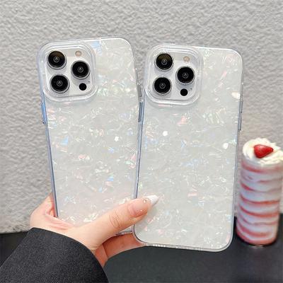 Роскошный чехол для телефона с лазерным узором в виде ракушки для iPhone 16 15 14 13 12 11 Pro Max Plus IMD противоударный бампер Чехол