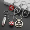 1Pc 3D Metal/Leather Car Logo Keychain For Mitsubishi Lancer Outlander Pajero ASX EX L200 Colt Auto Key Chain Key Ring Accessory