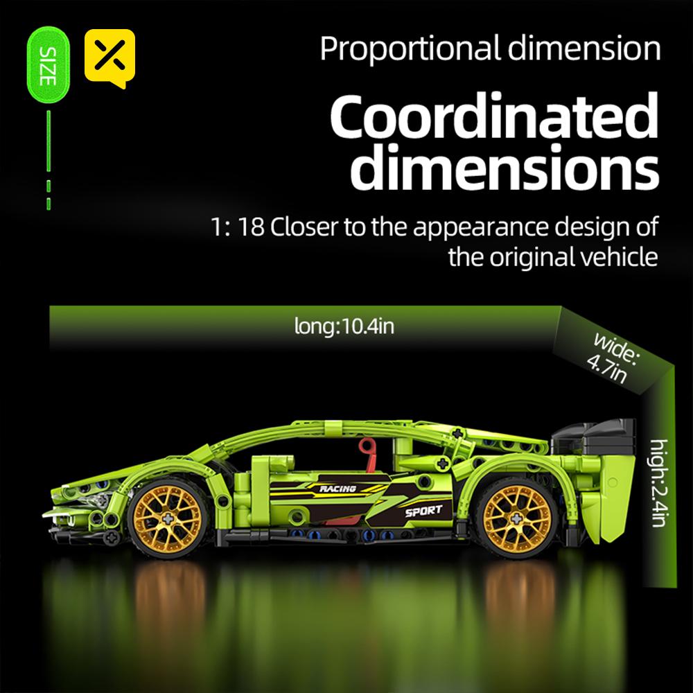 ToylinX 1/18 452pcs High-Tech Racing Sports Car Creation Expert Building Block Racing Model Kids Toys for Boys Birthday Gifts