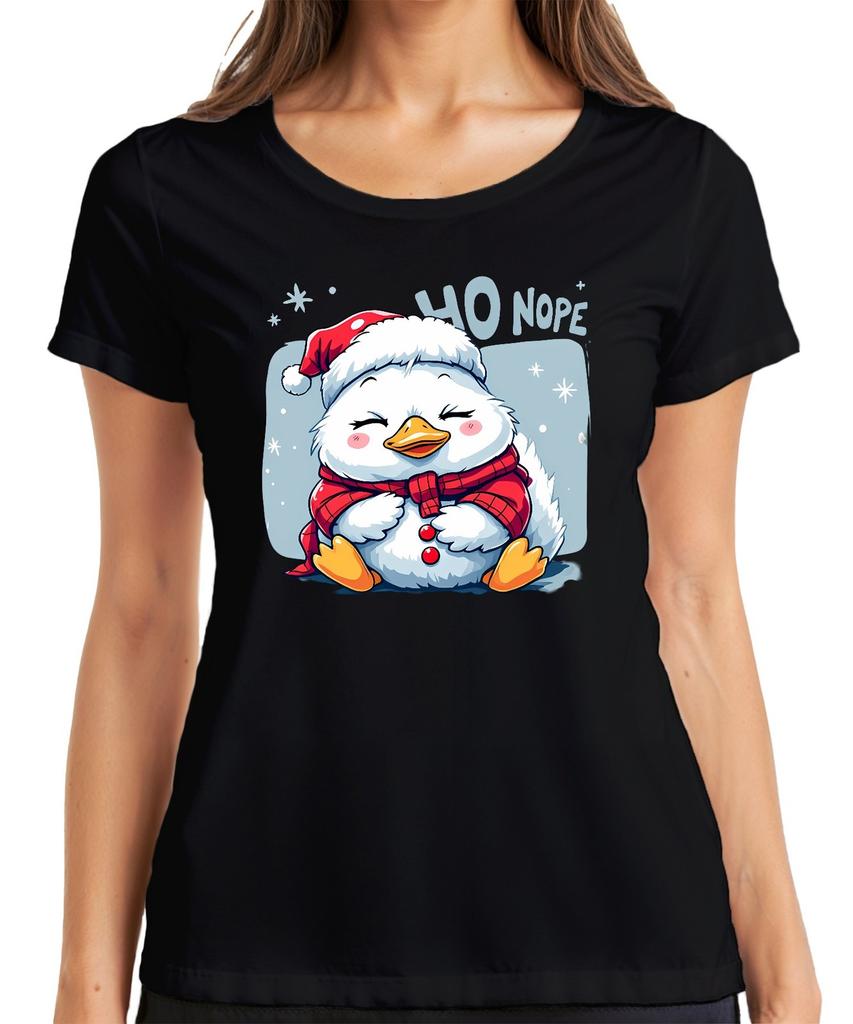HO NOPE Cute Christmas Penguin Cartoon Kawaii Cute Funny Women's T-Shirt