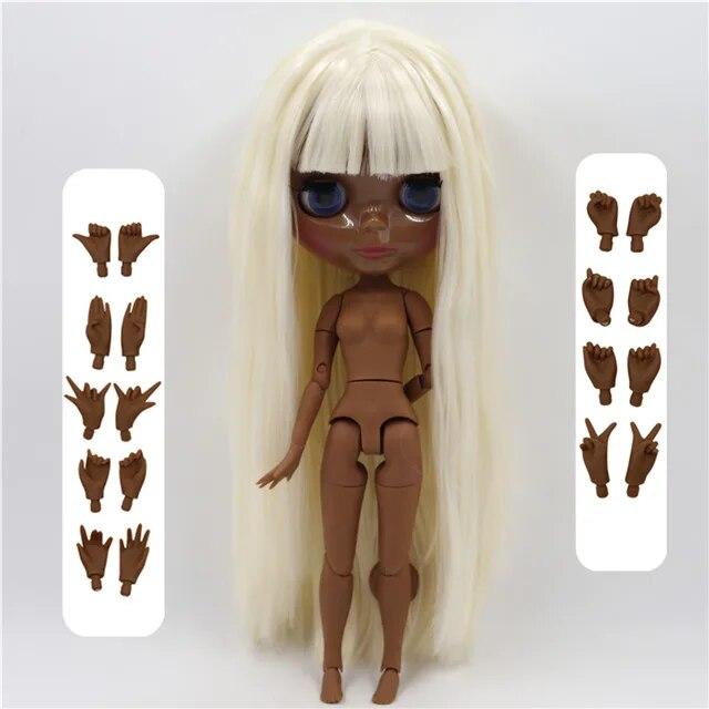 ICY DBS Blyth кукла совместное тело бледно-русые смешанные белые волосы 30 см 1/6 bjd игрушка супер черная кожа загорелая кожа блестящее лицо подарок для девочек из аниме
