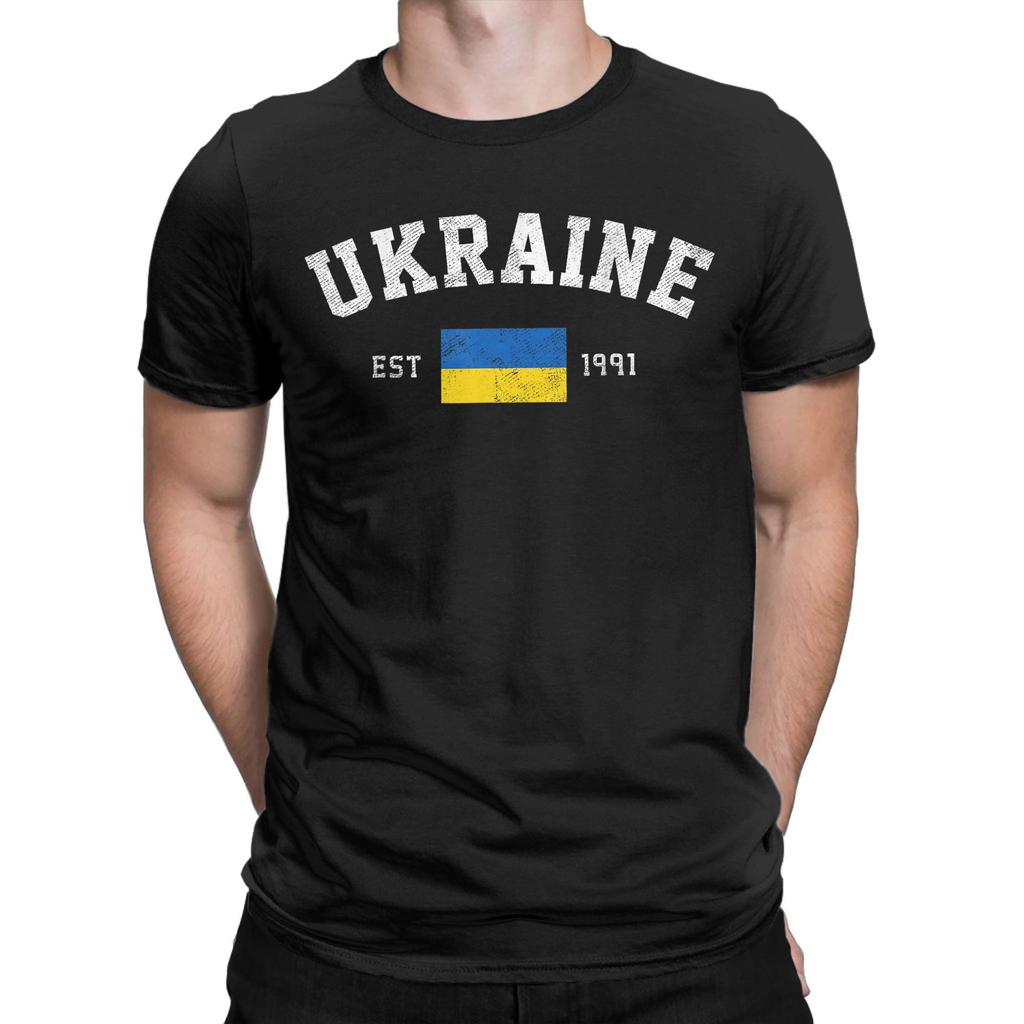Мужская Украина Est. Футболки с украинским флагом 1991 года Топ Летние с коротким рукавом Футболка с круглым вырезом Популярная футболка Большие размеры 5XL