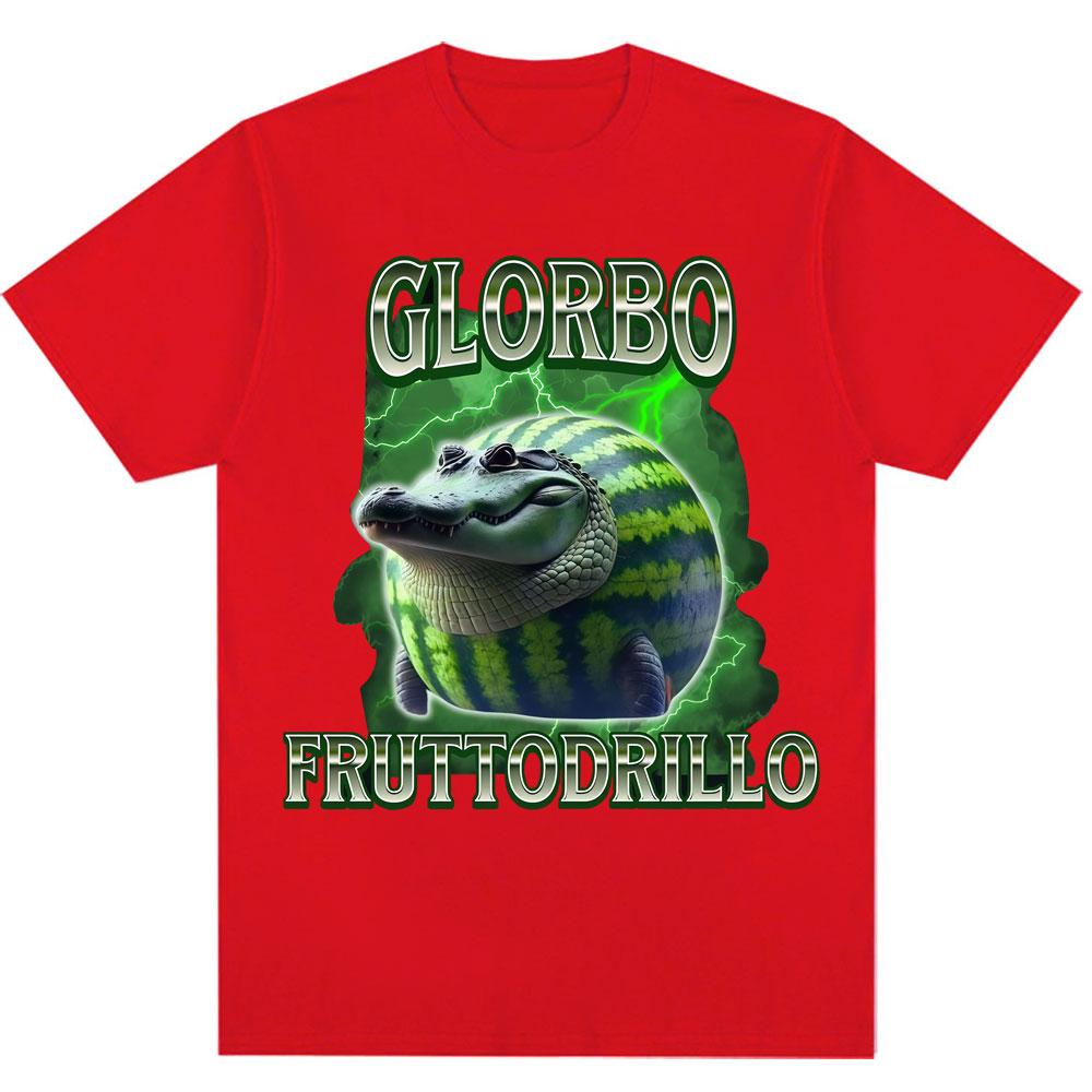 Забавная футболка с мемом Glorbo Fruttodrillo, итальянская мода с мозговым гниением, юмористические футболки, мужские, женские, свободные, хлопковые, повседневные футболки, уличная одежда