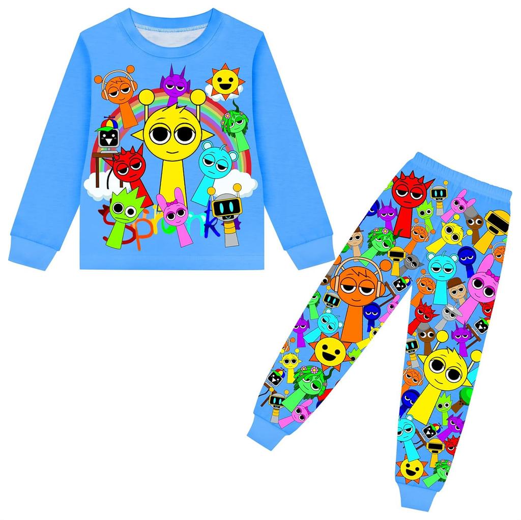 Детский костюм с круглым вырезом и длинными рукавами в мультяшном стиле