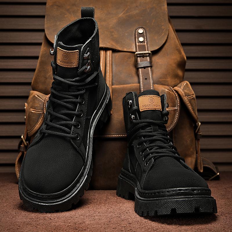 High Top Men's Canvas Shoes Autumn Winter Platform Sneakers Comfortable Outdoor Ankle Short Boots Male Sneakers Zapatos Hombres