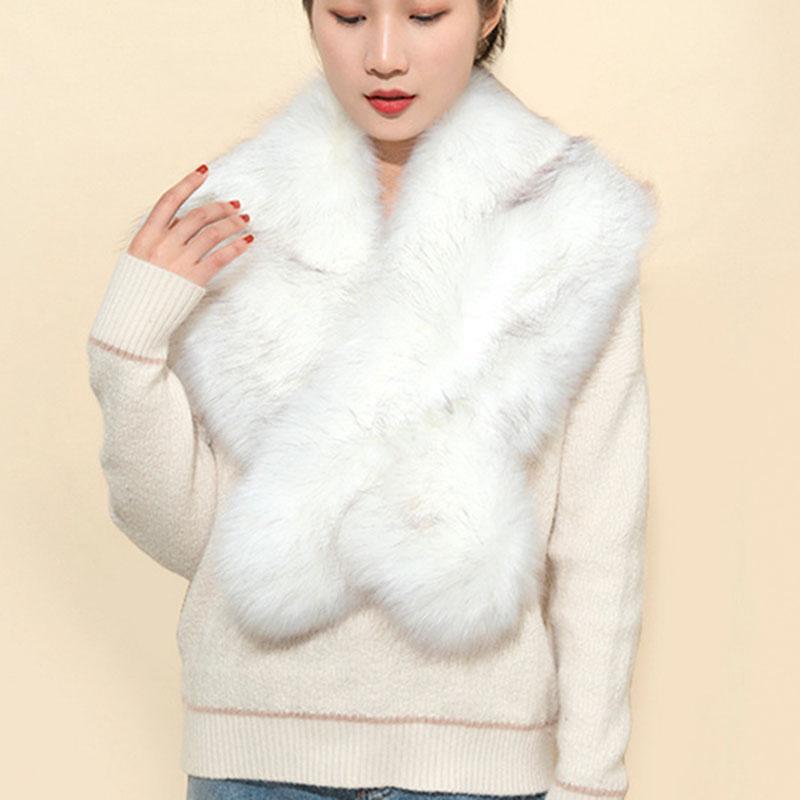 Роскошный декоративный женский воротник-ошейник, воротник из искусственного меха лисы, шарфы из искусственного меха