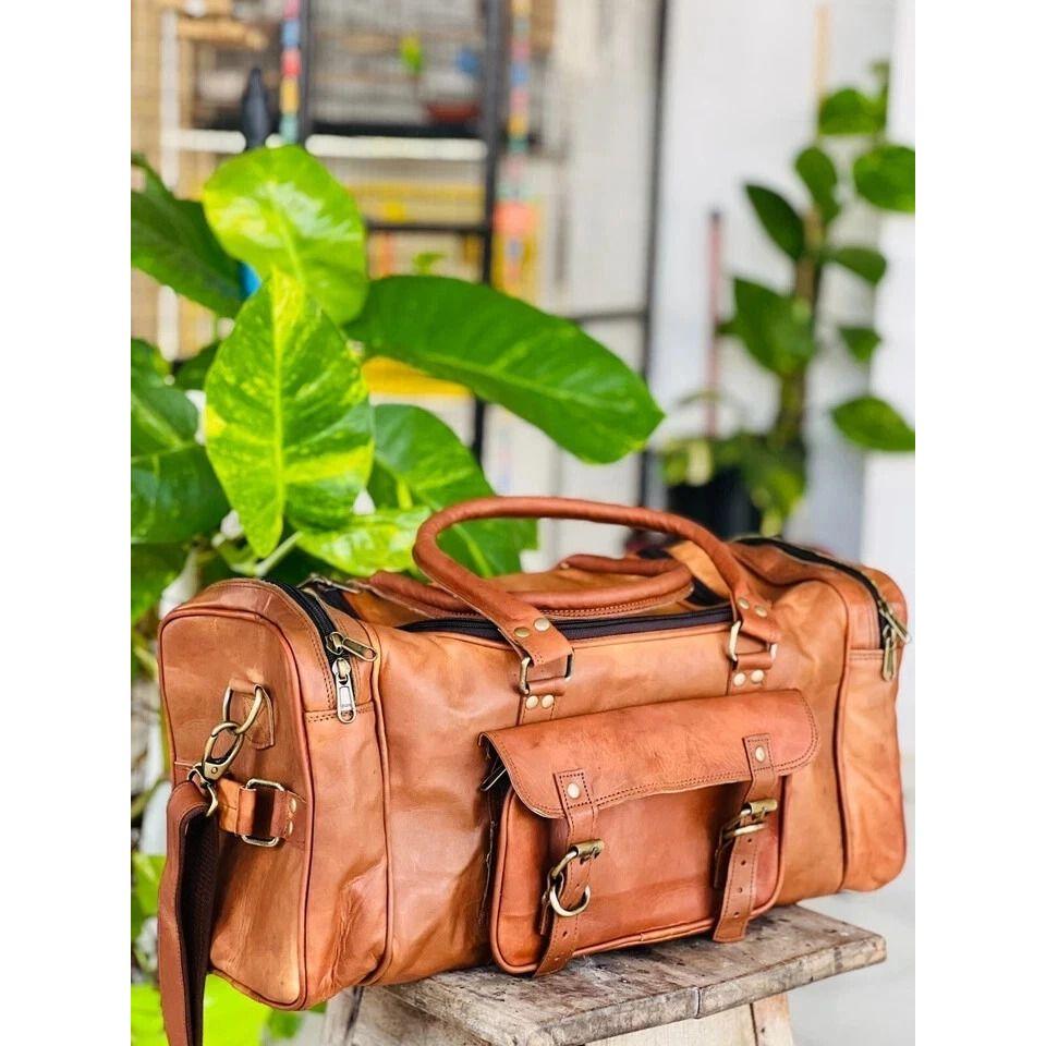 Classico Leather Travel Duffel Genuine Gym Luggage Brown Overnight Men Vintage