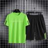 Summer Men's Set 2025 New Quick Drying Breathable Mesh Short Sleeved T-shirt and Shorts Two-piece Running Sports Set
