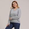 Autumn and Winter Plus Size Women's Solid Colour Simple Woven V-neck Pullover Jumper