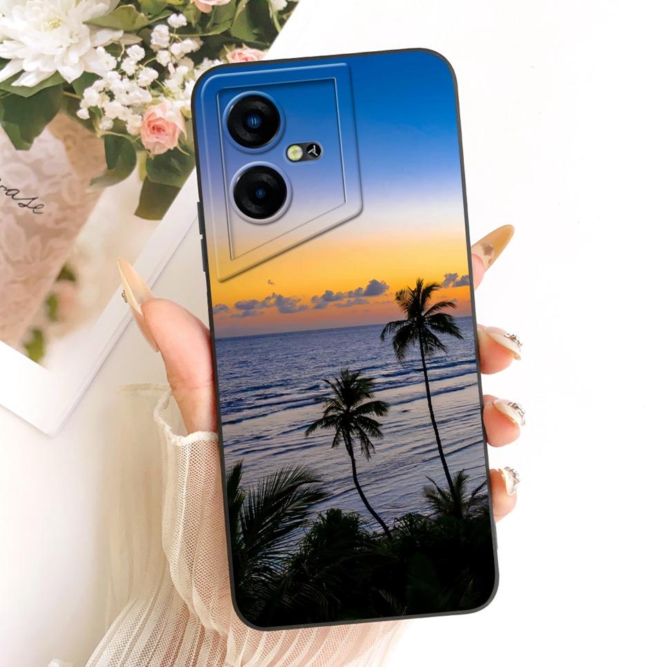 Чехол для телефона Tecno Pova Neo Neo3 LH6n LE6 Жидкий силикон Мультяшный дракон Забавная кошка Пейзаж с морским побережьем Задняя крышка