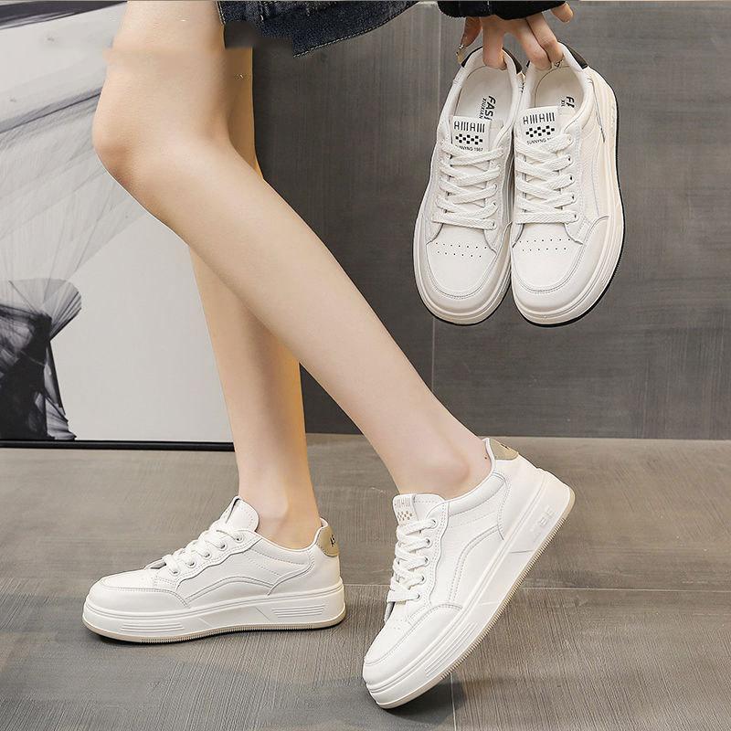 Первый слой коровьей кожи~ кожаные маленькие белые туфли женские весна-лето 2025 года новые спортивные и повседневные женские туфли с мягкой подошвой туфли на плоской подошве