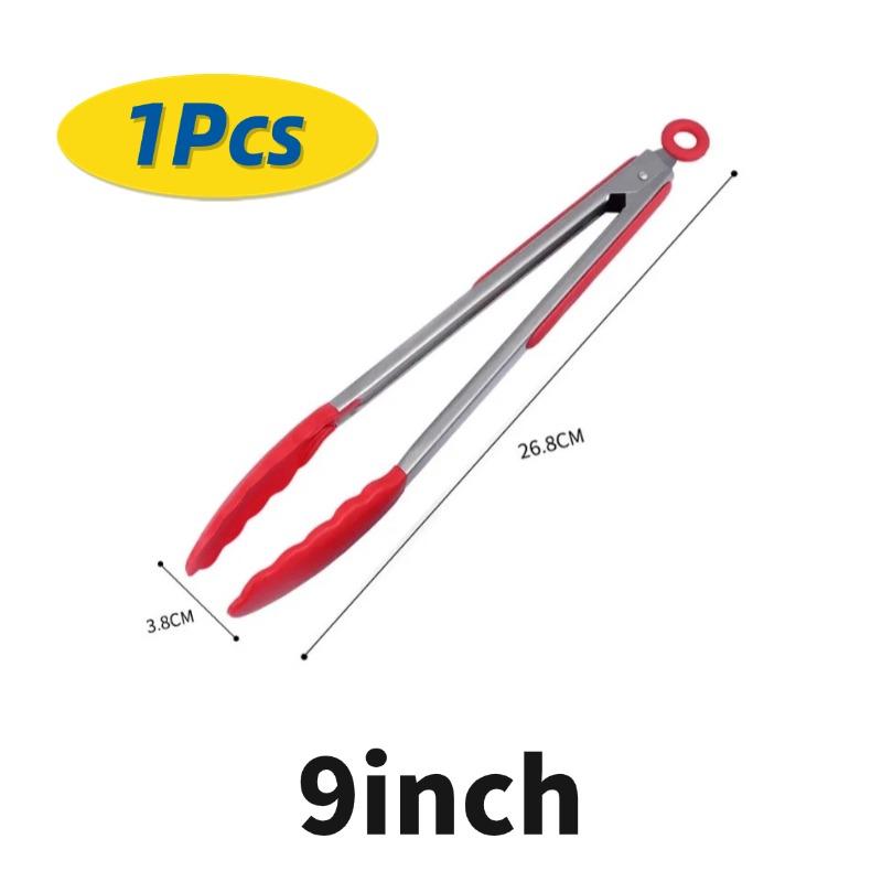 1/3Pcs Silicone Stainless Tong Steel Anti Scalding BBQ Food Tongs Non-Stick Resistant Barbecue Tongs Salad Tong 7/9/12inch