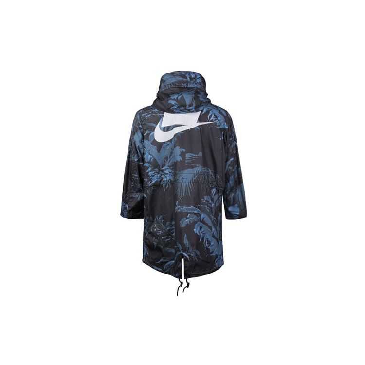 Nike Nsw Parka Aop Woven Print Mid-Length Hooded Jacket Men Outerwear Blue Black AR1599-010