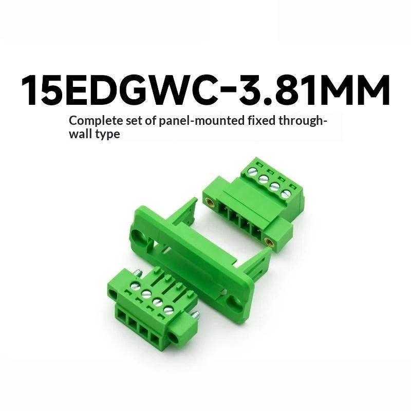 3.81mm Pitch Wall Mount Terminal Connector Pluggable Through Panel Set for Security System Installation
