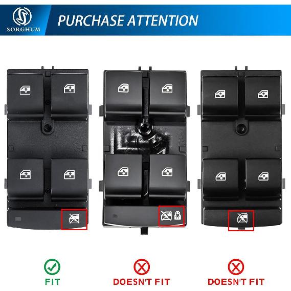 Sorghum Power Window Switch Driver Side - Master Window Switch Without Child Lock Compatible with 2011-2016 Chevrolet Cruze 2012-2014 Orlando