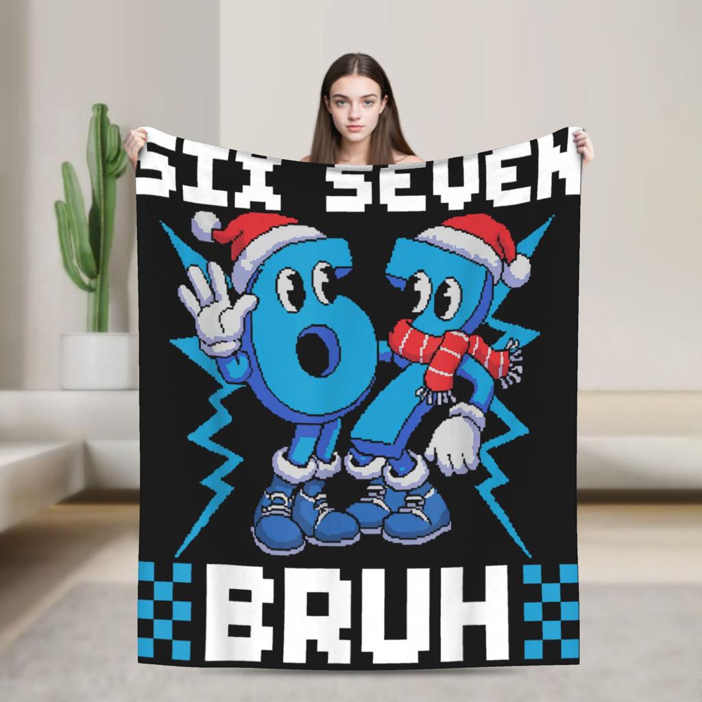 Soft Warm Blanket Children Airplane Travel Meme 6 7 Six Seven Italian Steal a Brainrot 67 Bedding Throws Flannel Bedspread