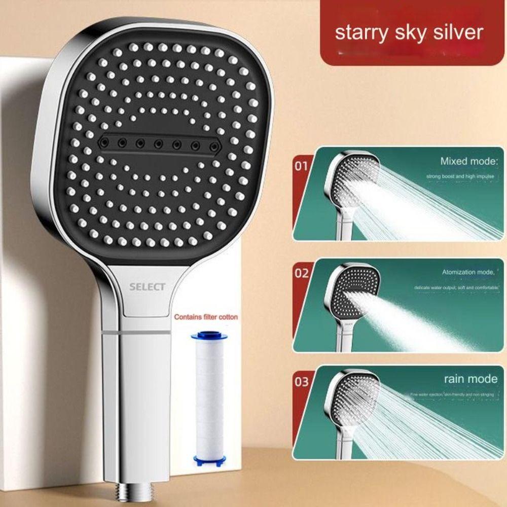 Высокое давление воды Массаж Аксессуары для ванной комнаты 3 режима Душ Замена Душевая Головка Универсальный