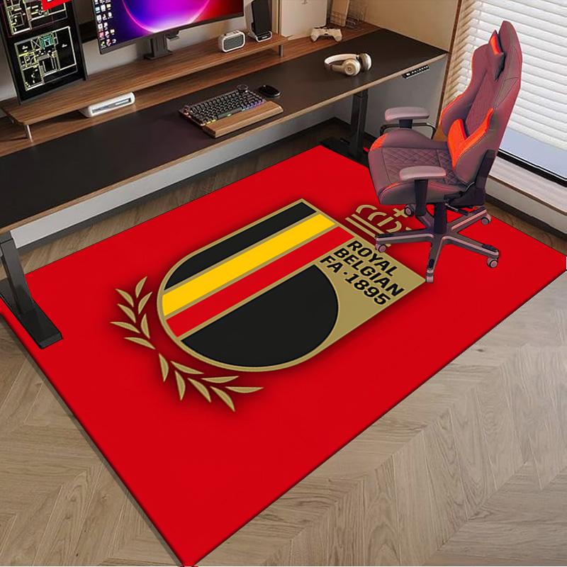 Belgium Football Crest Emblem Area Rug Office rug, Chair Rug, Decor Carpet Livingroom bedroom Mat, Large Size Fan gifts Christmas gifts