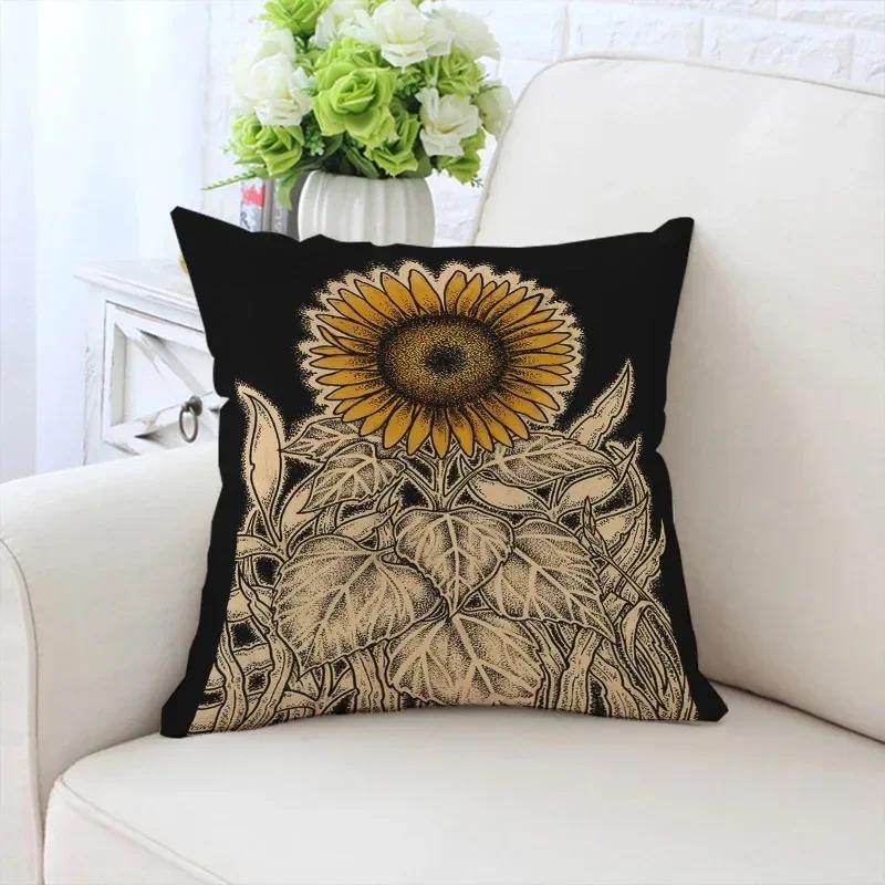 Роскошный домашний декор, наволочка для автомобиля, гостиной, дивана, чехол для подушки с рисунком подсолнуха и девушки