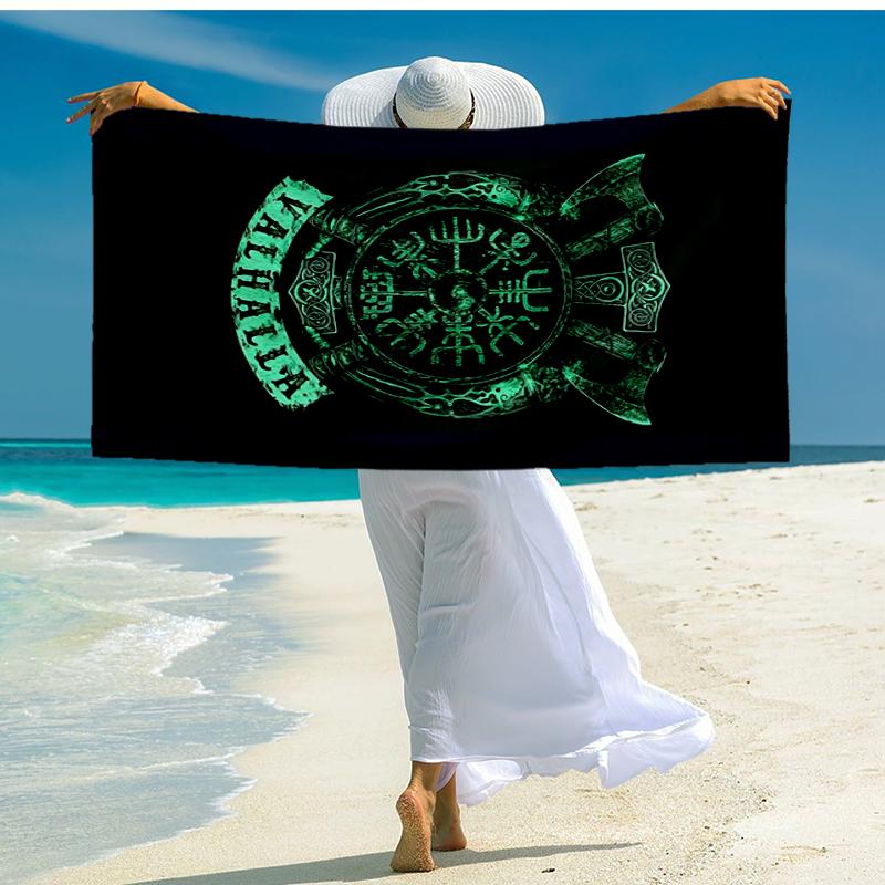 Viking Runes & Tree of Life Fashion Beach Towel: Ideal for Summer Adventures Soft, absorbent and quick drying suitable for swimming and bathing