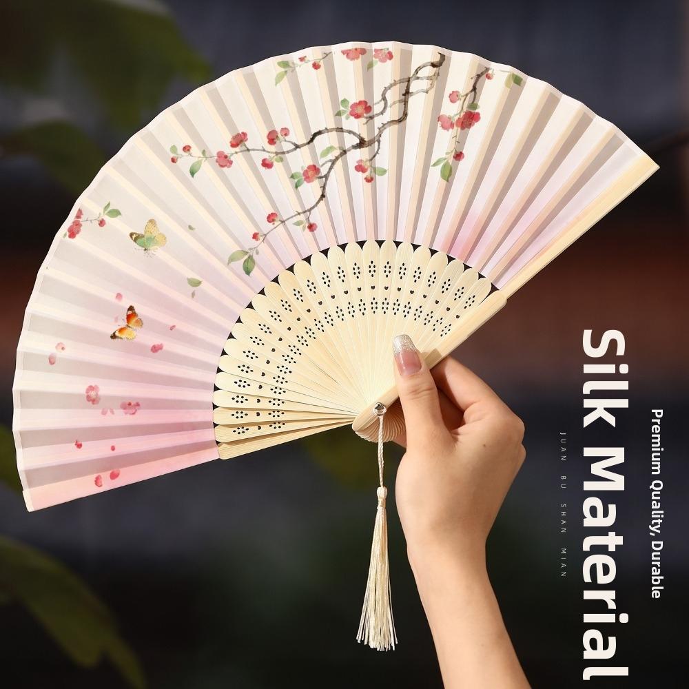 Tassel Elegent Female Fan Folding Fan Bamboo Classical Dance Fan Home Decoration