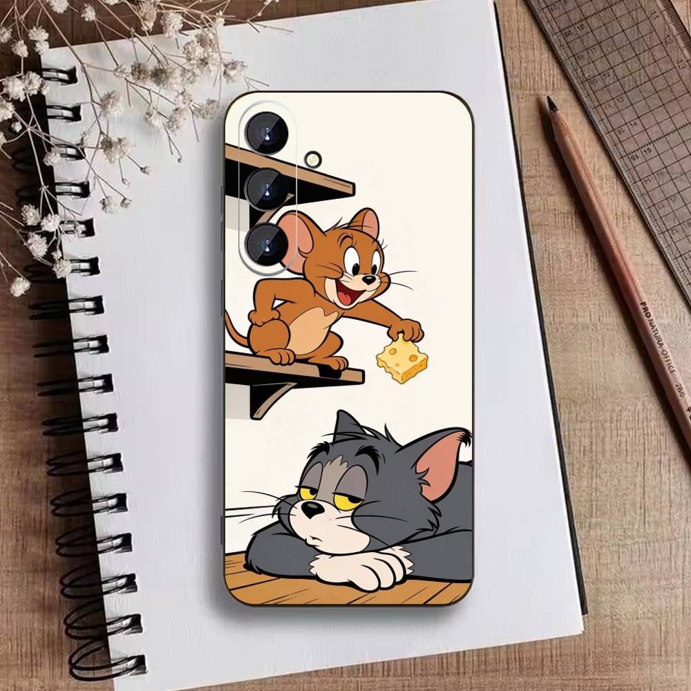 Чехол для телефона U-Tom And J-Jerry для Samsung Galaxy A73, 21, 22, 32, 71, 53, 52, 51, 80, 5G Мягкий черный чехол