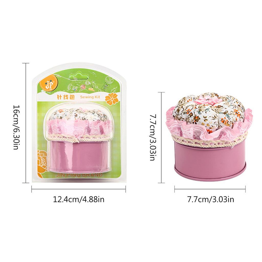 Металлическая швейная шкатулка с цветочным принтом, крышка-игольница, коробка для швейных принадлежностей для шитья, рукоделия, ручного шитья