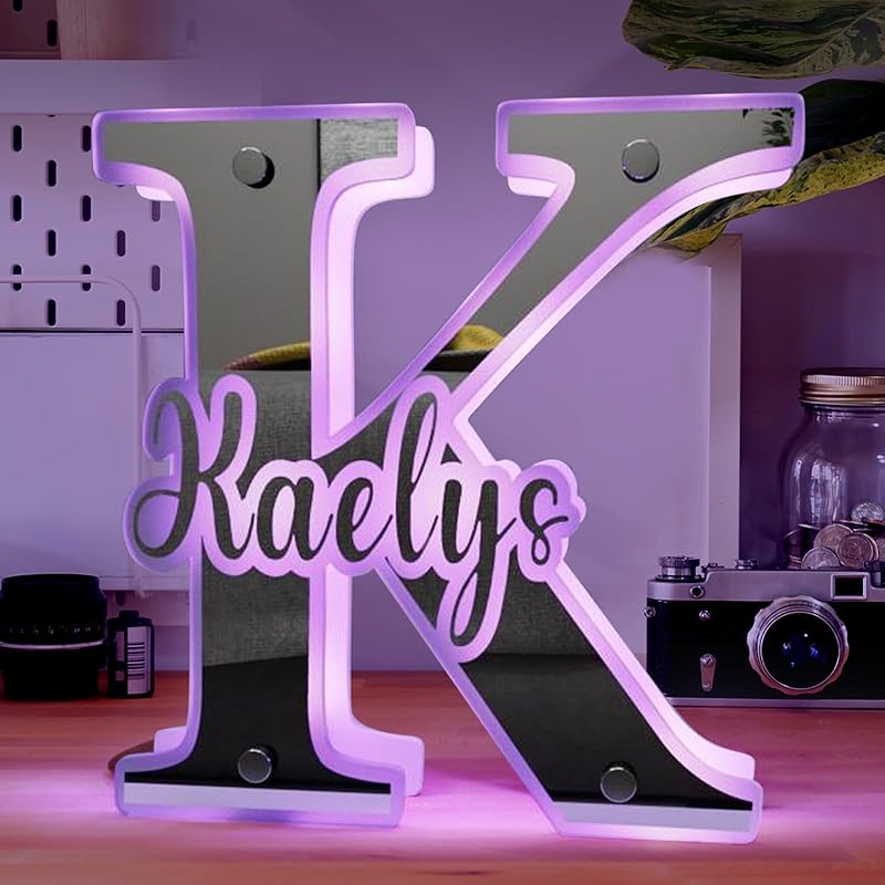 Индивидуальная подсветка имени для настенных светодиодных именных табличек Персонализированные настенные зеркальные светильники для декора стен спальни Акриловая 12-цветная светодиодная именная табличка День рождения