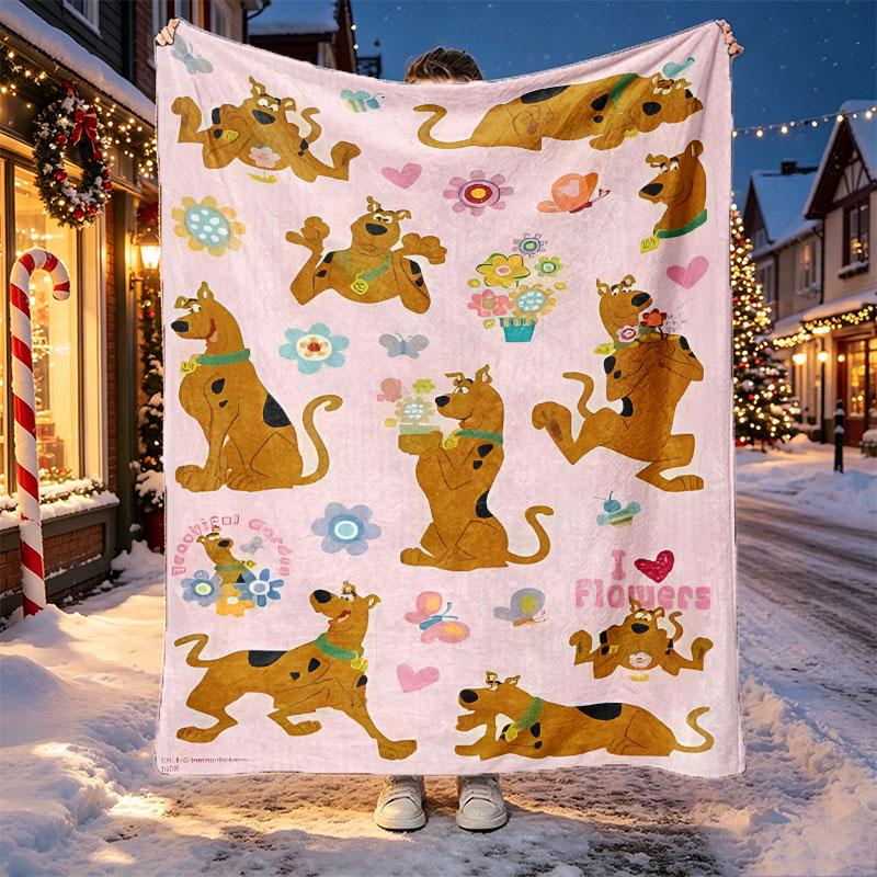 Scooby Pattern Blanket for Home Decoration, Bed, Sofa, Car Travel, Camping, Suitable for All Seasons, Birthday Christmas Gift