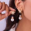 Fashion Christmas Snowman Snowflake Hoop Earrings For Women Pearl Crystal Piecring Cute Xmas Ear Jewelry New Year Gift
