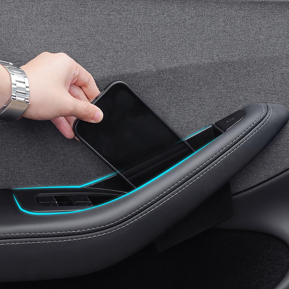 for Tesla Model 3 Y YL Juniper 2025-2020 2026 Highland Car Door Side Storage Box Handle Pocket Passenger Storage Tray Container