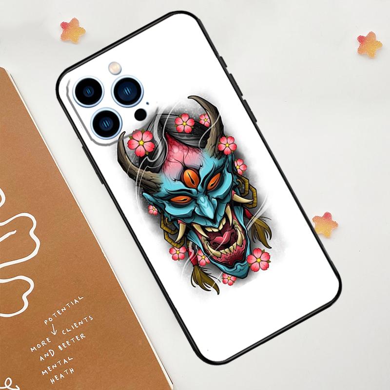 Японский чехол Oni Hannya Demon Mask для iPhone 11 12 13 14 15 16 Pro Max 15 16 Plus 13 12 Mini X XS XR
