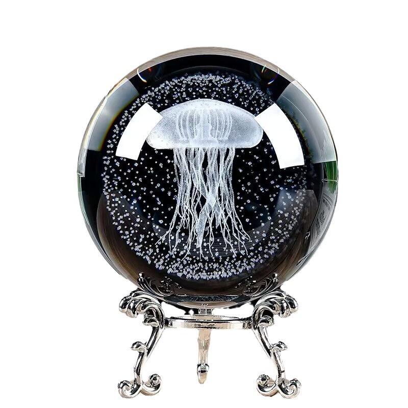 60 мм 3D хрустальный шар с лазерной гравировкой, стеклянные украшения, фигурка животного, коллекционные предметы, пресс-папье, домашний художественный декор с подставкой