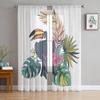Тропический Цветочный Пляж Пальмовые Листья Тропические Цветы Тукан Прозрачные Шторы Гостиная Тюль Окна Занавески Спальня Кухонные Шторы