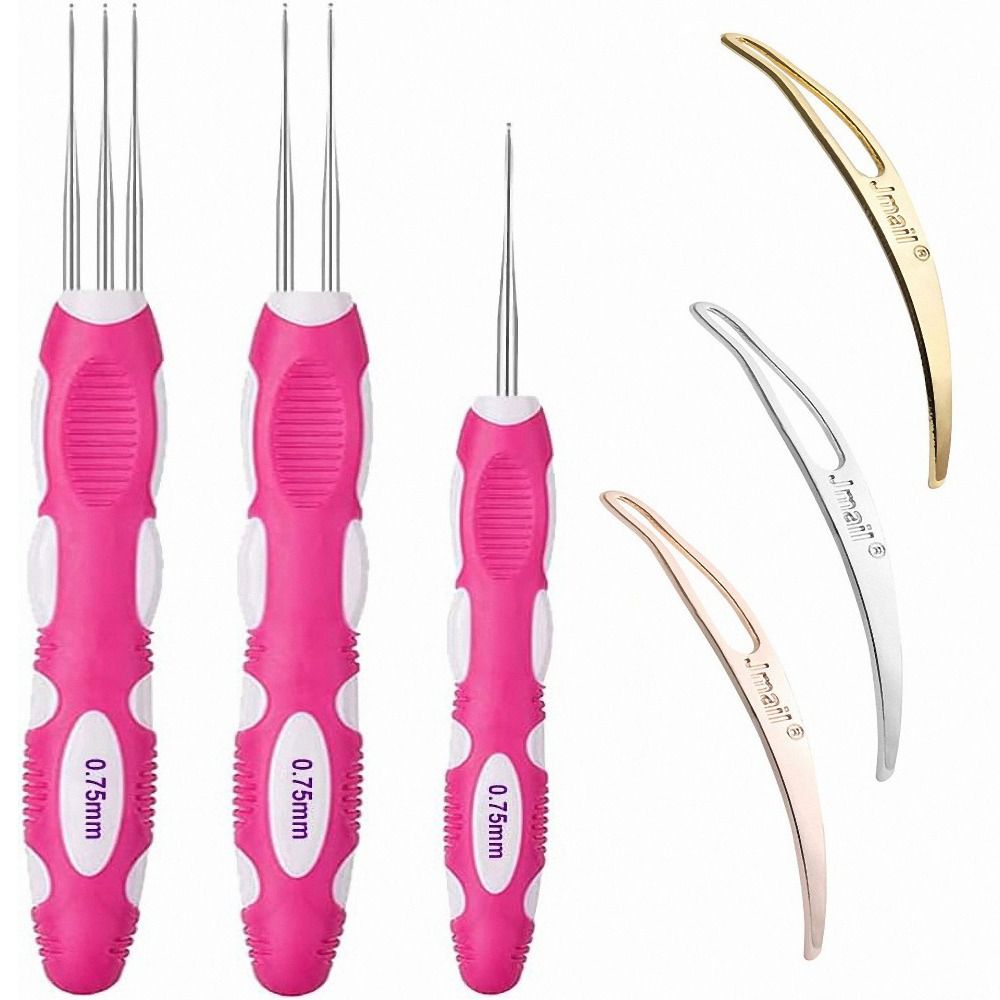 6Pcs/Set Durable Hook Needle Hair Extension Wig Making Kit Micro Hook for Hair Braid Making
